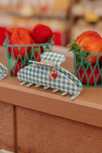 Load image into Gallery viewer, BLUE GINGHAM STRAWBERRY CHARM CLAW
