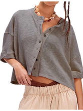 Load image into Gallery viewer, Midi Sleeve Button Up Top
