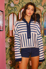 Load image into Gallery viewer, Zip-Neck Stripe Pullover Top
