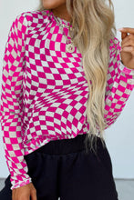 Load image into Gallery viewer, Checkered Mock Neck Long Sleeve Blouse
