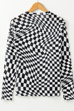 Load image into Gallery viewer, Checkered Mock Neck Long Sleeve Blouse
