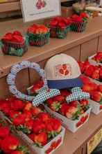 Load image into Gallery viewer, BLUE GINGHAM STRAWBERRY CHARM CLAW
