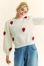 Load image into Gallery viewer, Davi &amp; Dani Crochet Strawberry Round Neck Sweater
