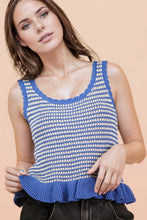 Load image into Gallery viewer, Ruffle Hem Stripe Knit Sweater Top
