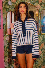 Load image into Gallery viewer, Zip-Neck Stripe Pullover Top
