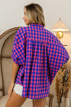 Load image into Gallery viewer, BiBi Plaid Button Up Dolman Sleeve Shirt
