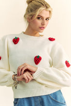 Load image into Gallery viewer, Davi &amp; Dani Crochet Strawberry Round Neck Sweater
